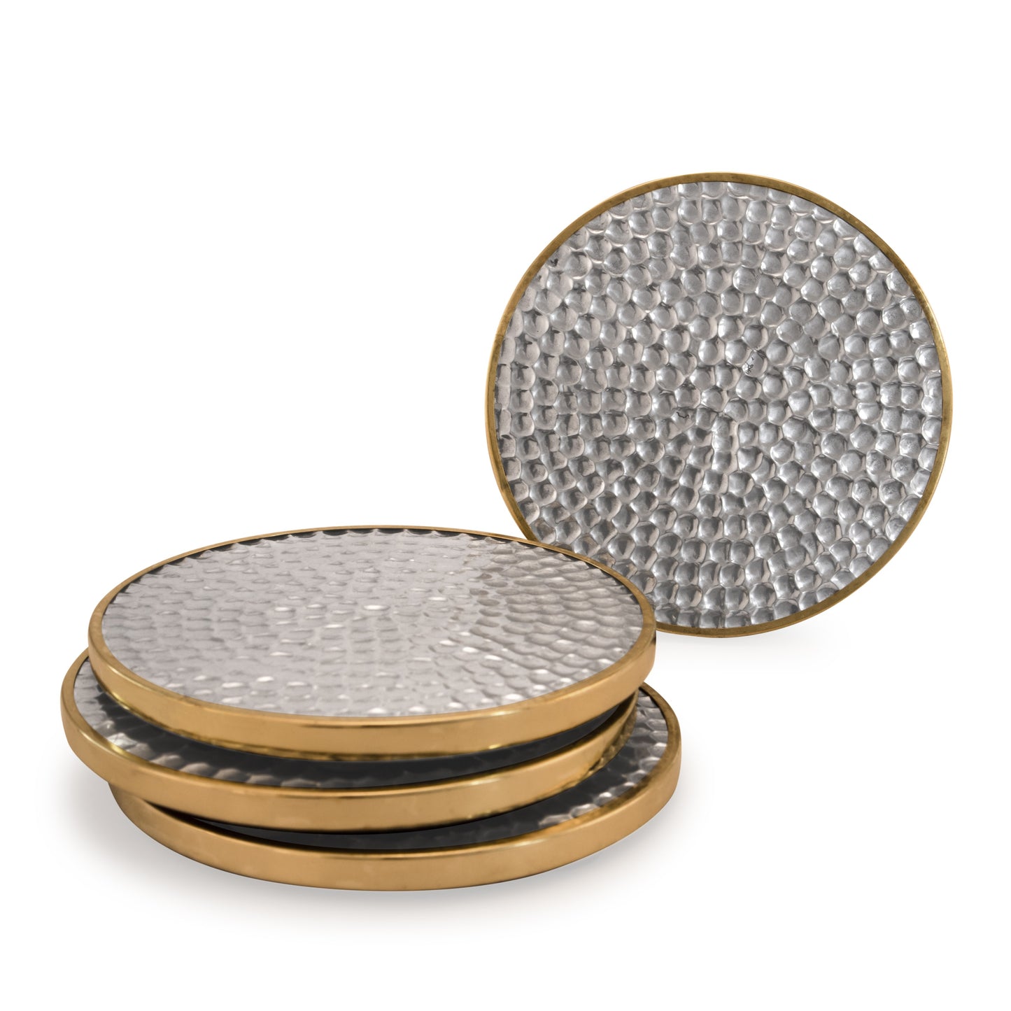 Mascot Hardware Beautiful Round Hammered Polished Coaster (Set of 4)