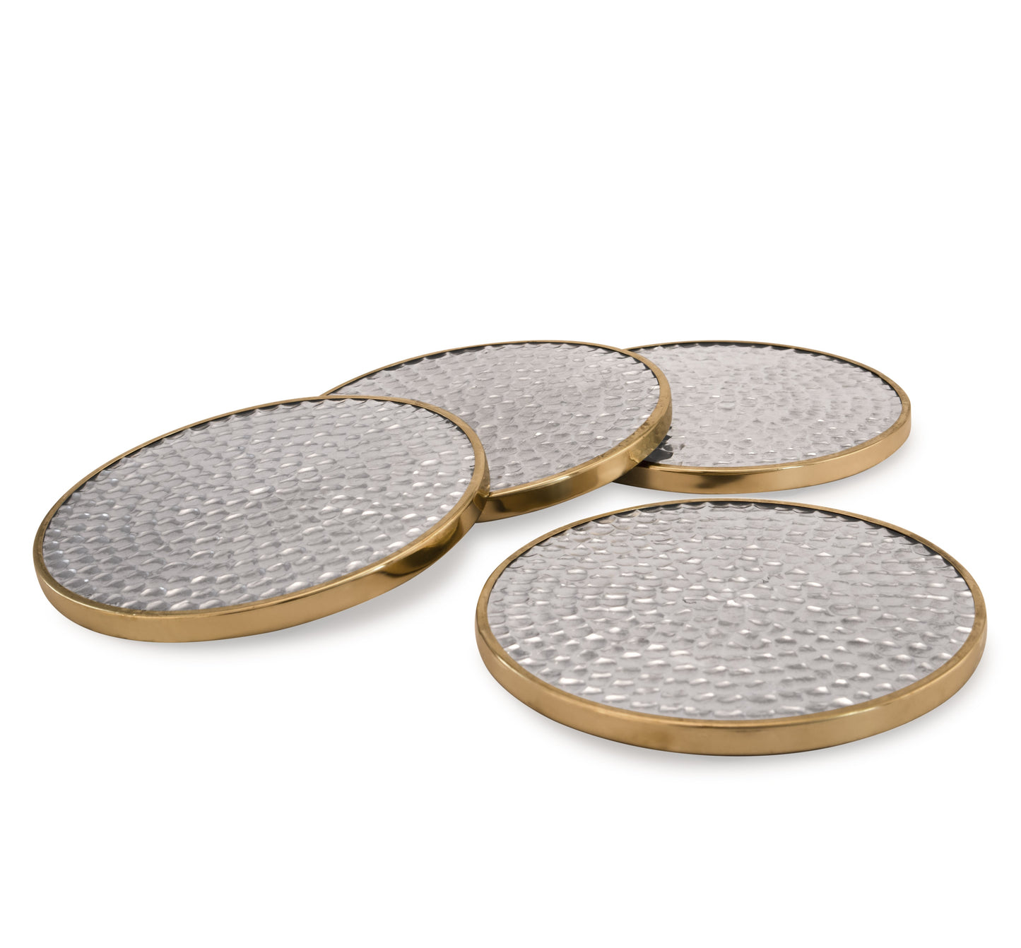 Mascot Hardware Beautiful Round Hammered Polished Coaster (Set of 4)