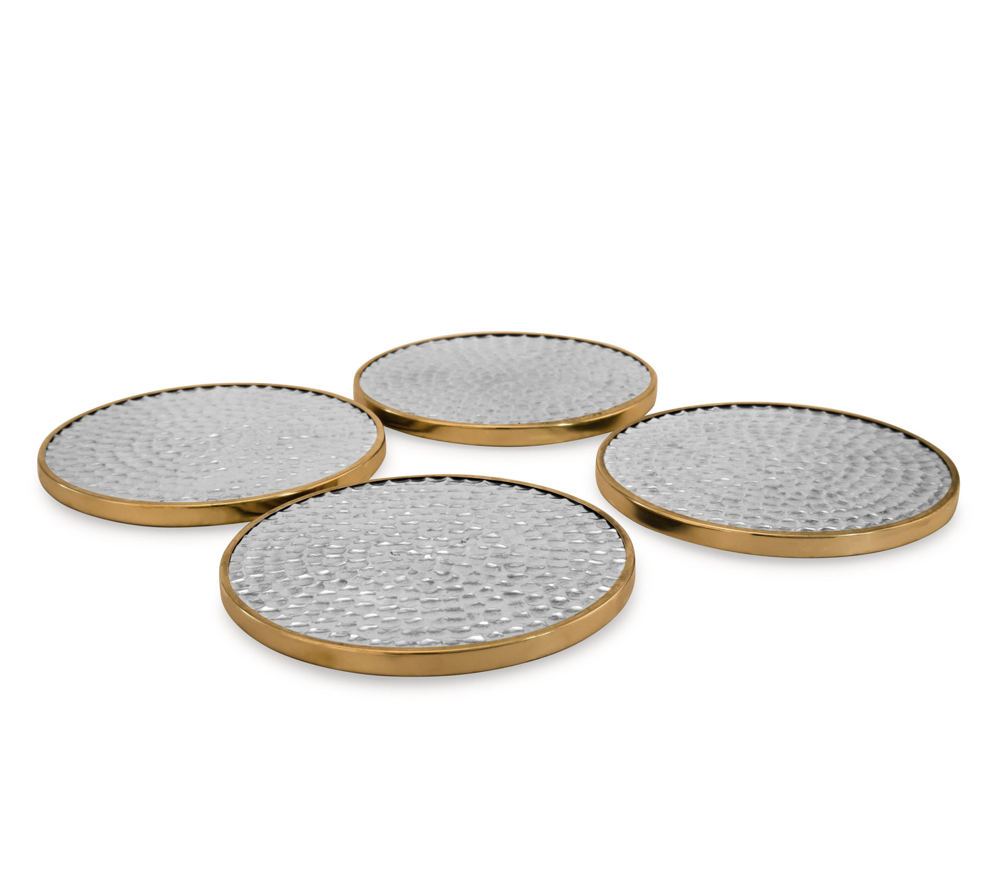 Mascot Hardware Beautiful Round Hammered Polished Coaster (Set of 4)