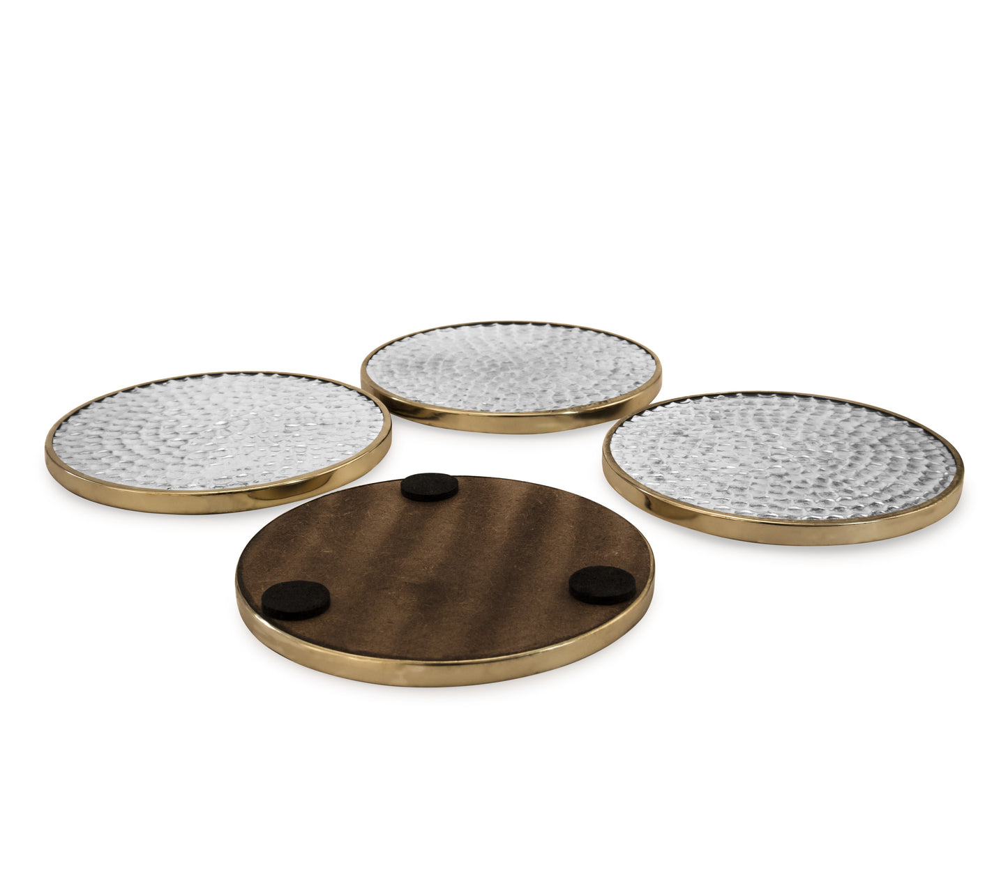 Mascot Hardware Beautiful Round Hammered Polished Coaster (Set of 4)