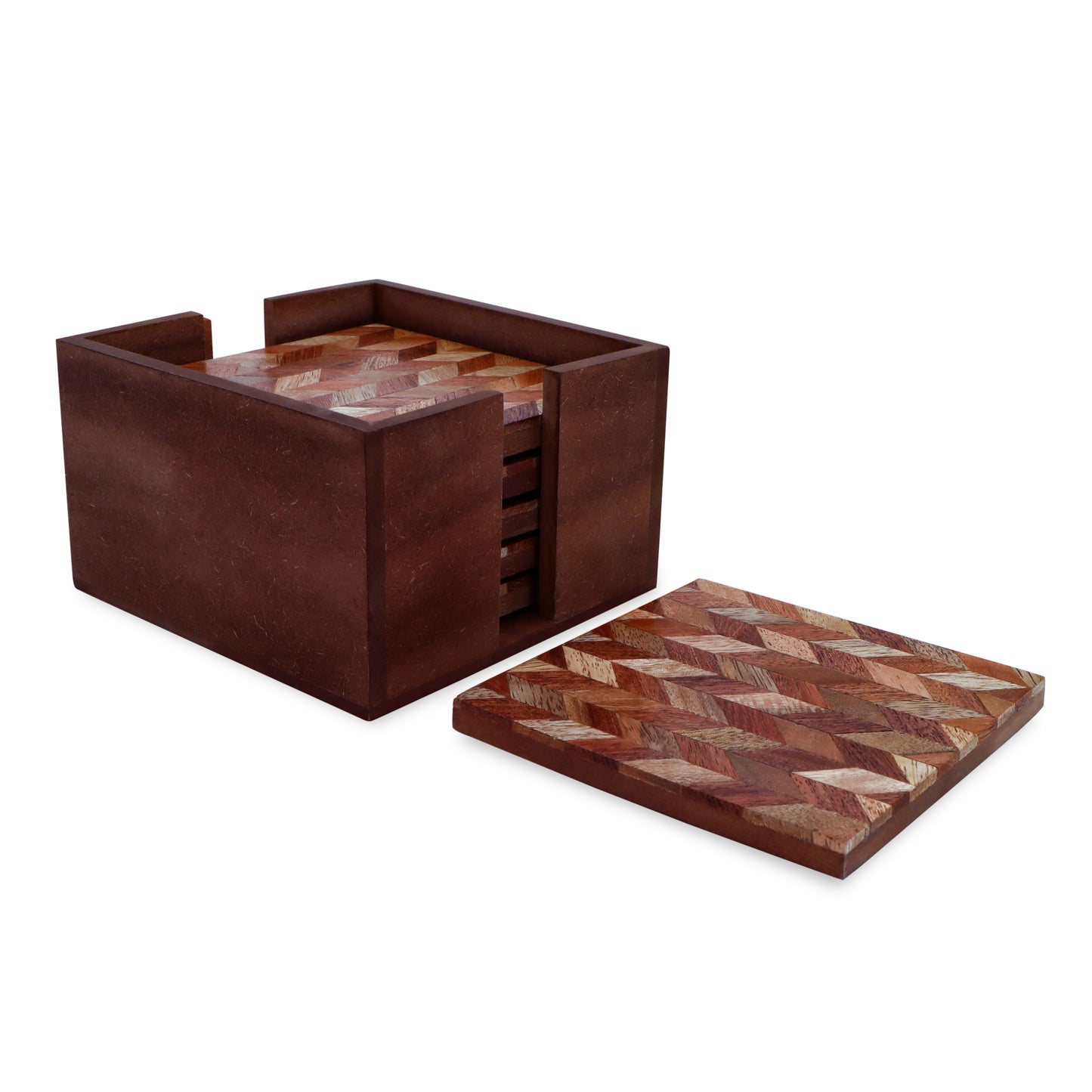 Mascot Hardware Beautiful Square Herringbone Wood Coaster (Set of 6)