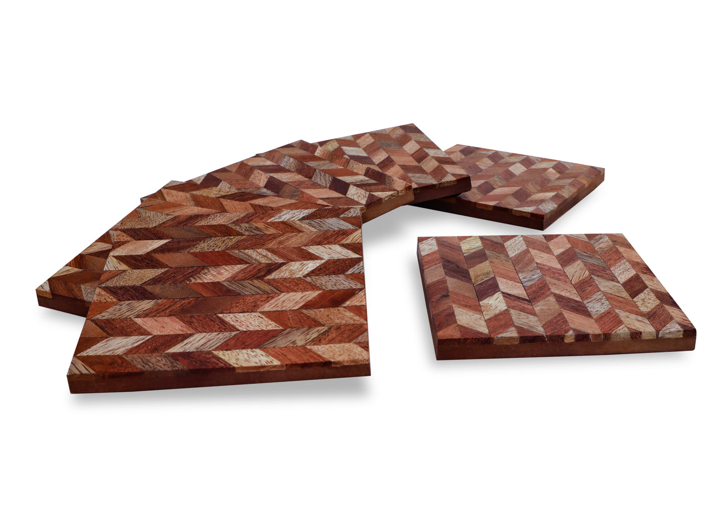 Mascot Hardware Beautiful Square Herringbone Wood Coaster (Set of 6)