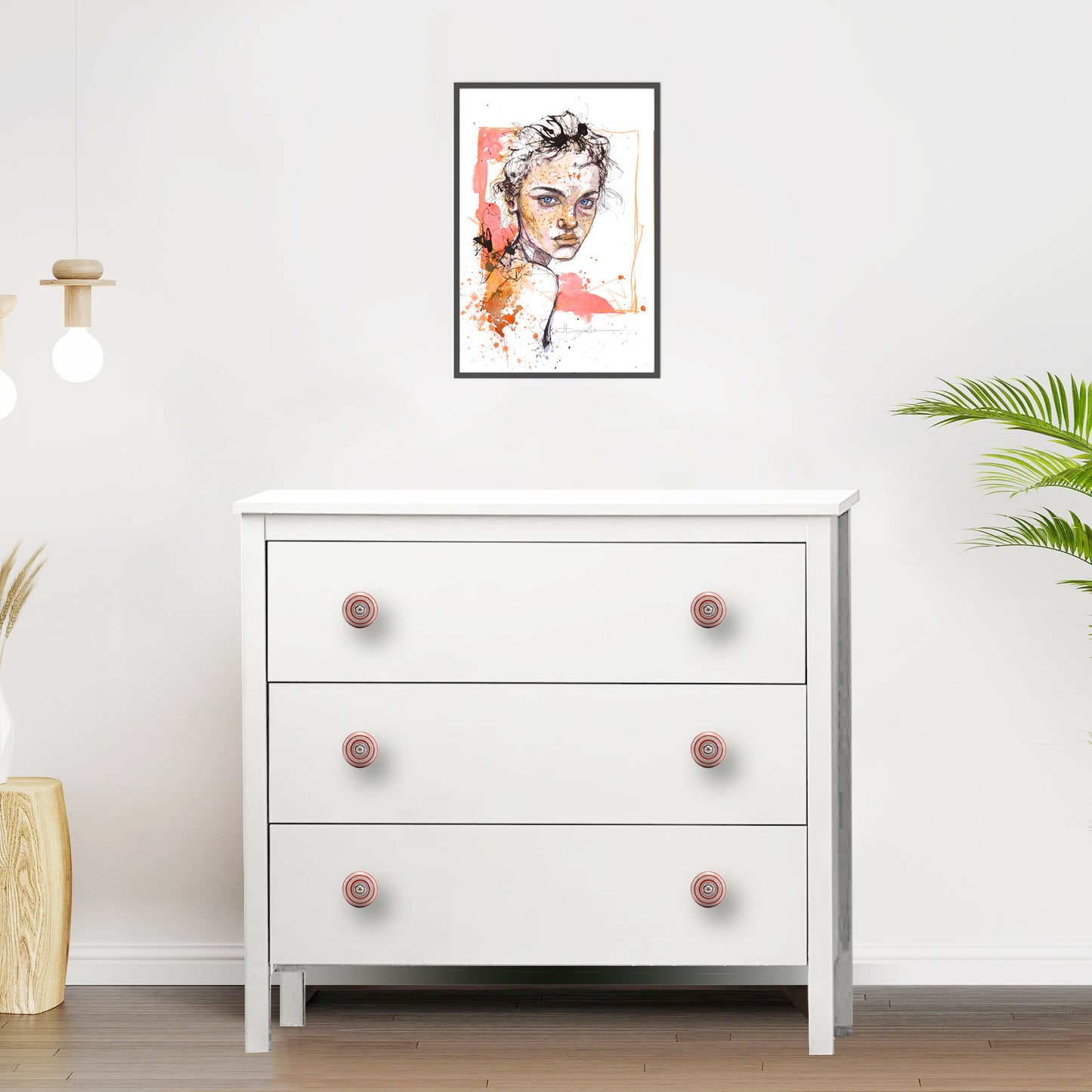 Mascot Hardware Ringed 1-3/5 in. (41mm) Red & Cream Drawer Cabinet Knob