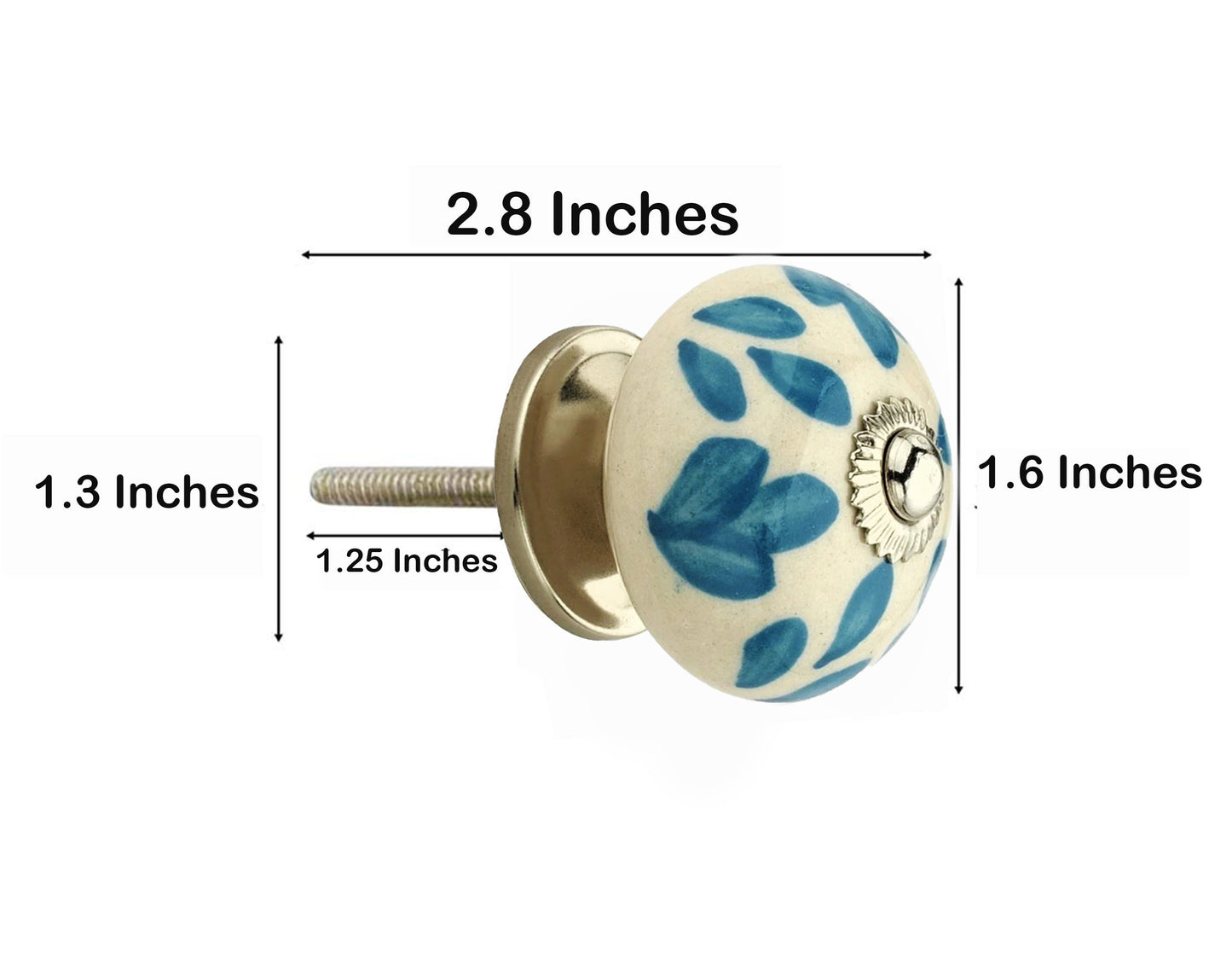 Floral Elegant 1-3/5 in. Blue & White Cabinet Knob (Pack of 10)