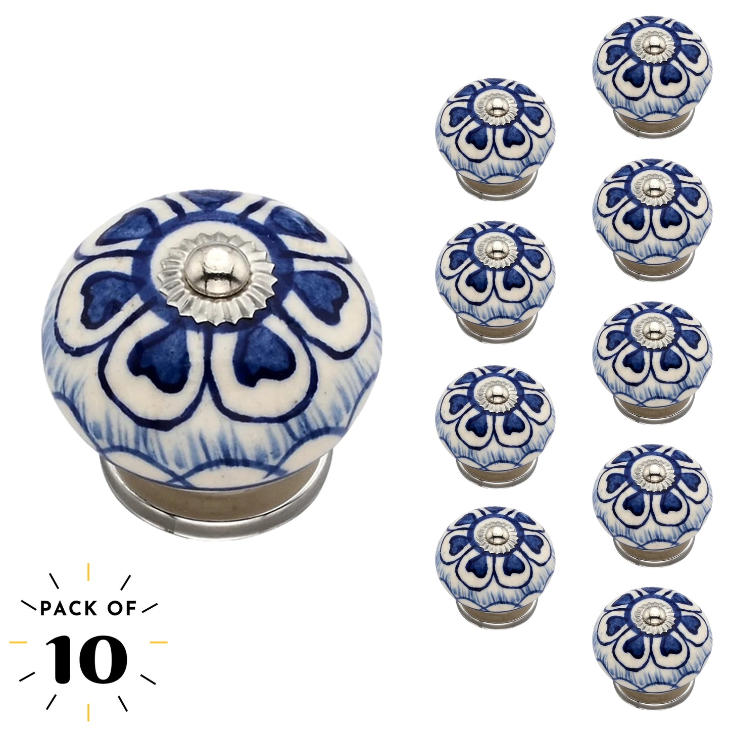 Mascot Hardware Heart Washed 1-4/7 in. Blue Round Cabinet Knob (Pack of 10)