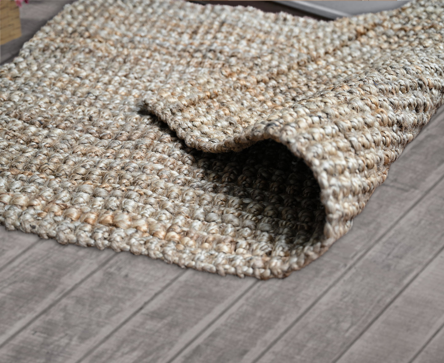 Jute Natural Rug' Reversible for Living Room Kitchen Rug, Jute Rug