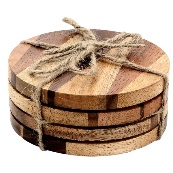 Mascot Hardware Knuckled 4 pieces Wood Coaster set