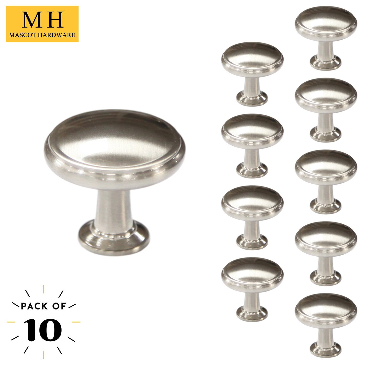 Bifold Decorative 1-1/6 in. Satin Nickel Round Cabinet Knob (10-Pack)