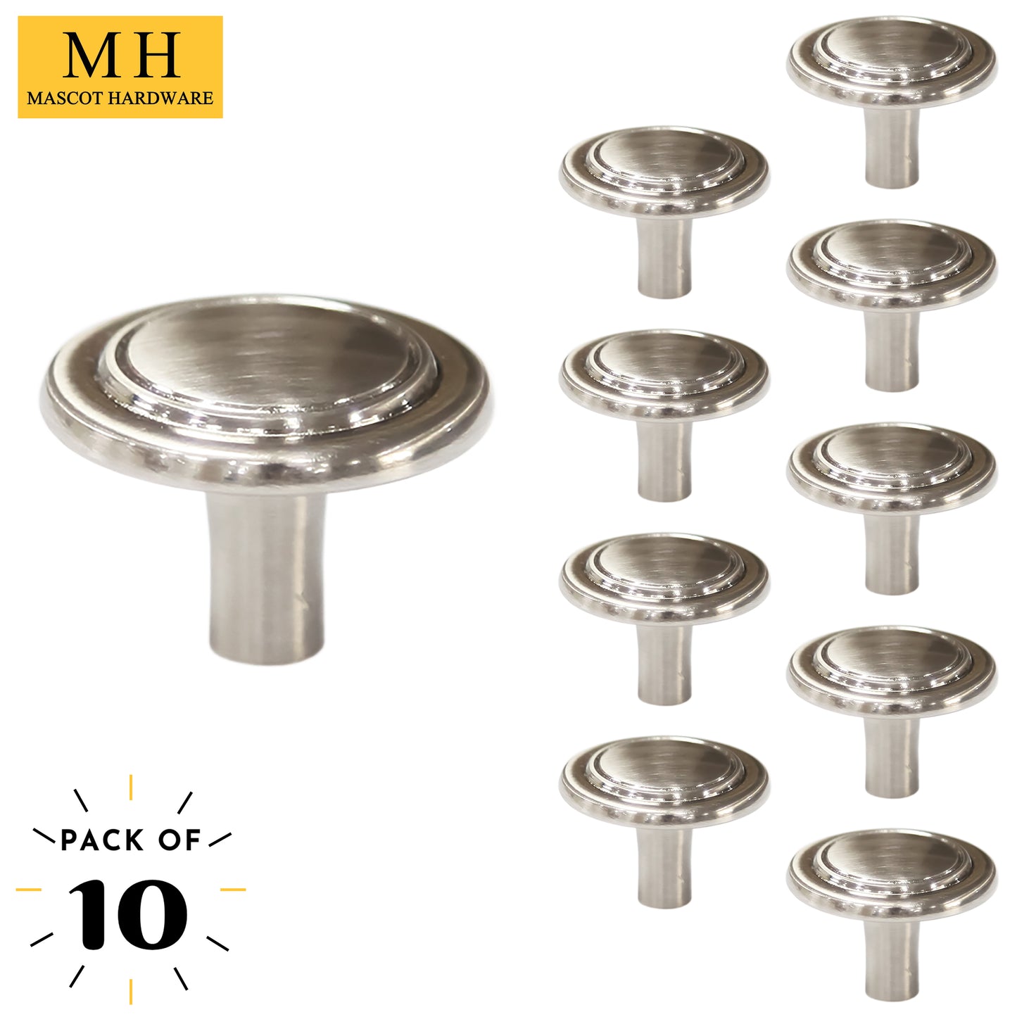 Bifold Swirl 1-1/4 in. Satin Nickel Round Cabinet Knob (10-Pack)