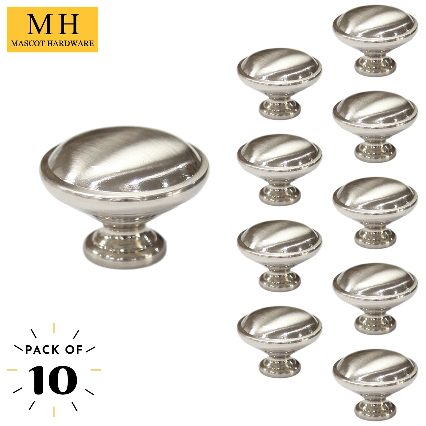 Bifold 1-1/4 in. Satin Nickel Round Cabinet Knob (10-Pack)