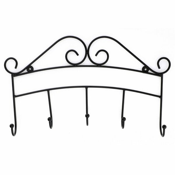 17 in. L Black Hook Rail with 5 Hooks