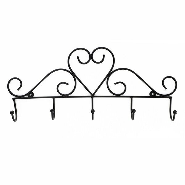 Mascot hardware Heart Shaped 19 in. L Black Hook Rail with 5 Hooks