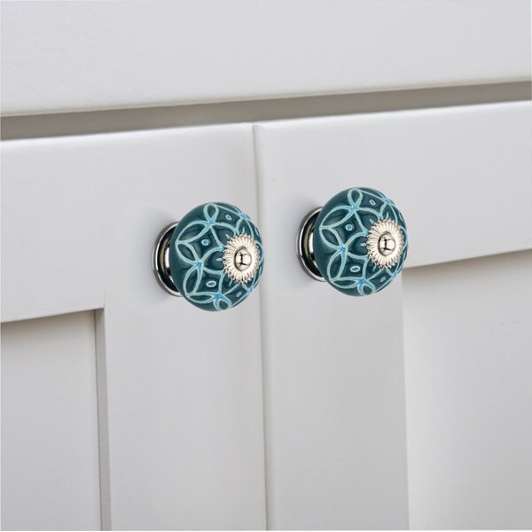 Etched 1-3/5 in. Contemporary Cabinet Knob