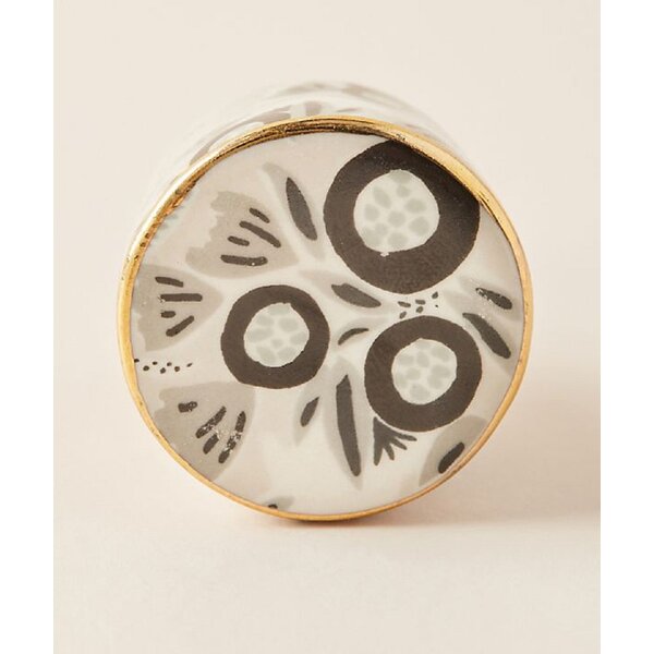 Ceramic Round 1-2/3 in. Black & Gold Cabinet Knob