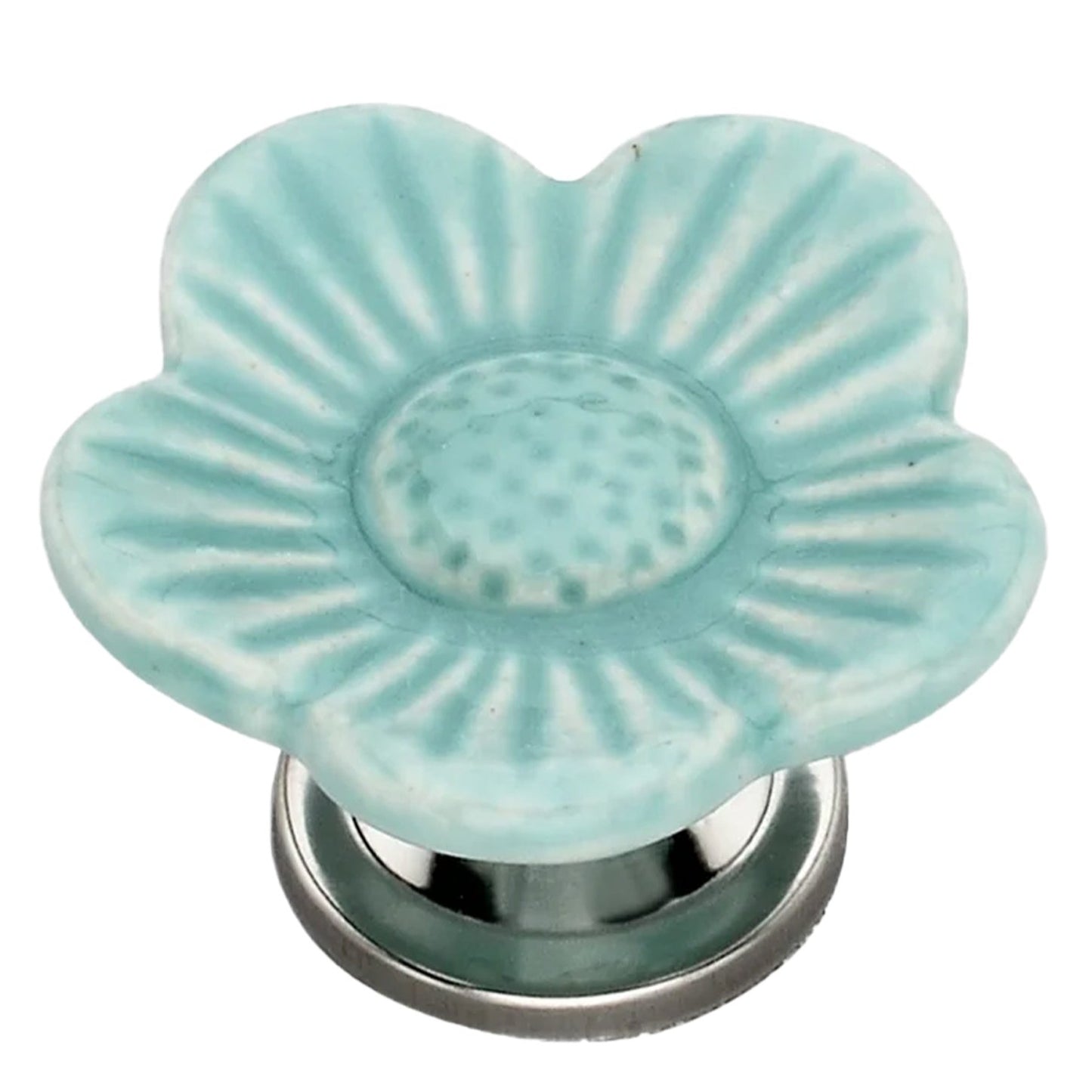 Mascot Hardware 2 in. Morden Flower Ceramic Cabinet Drawer Knob (Pack of 10) Sea Green