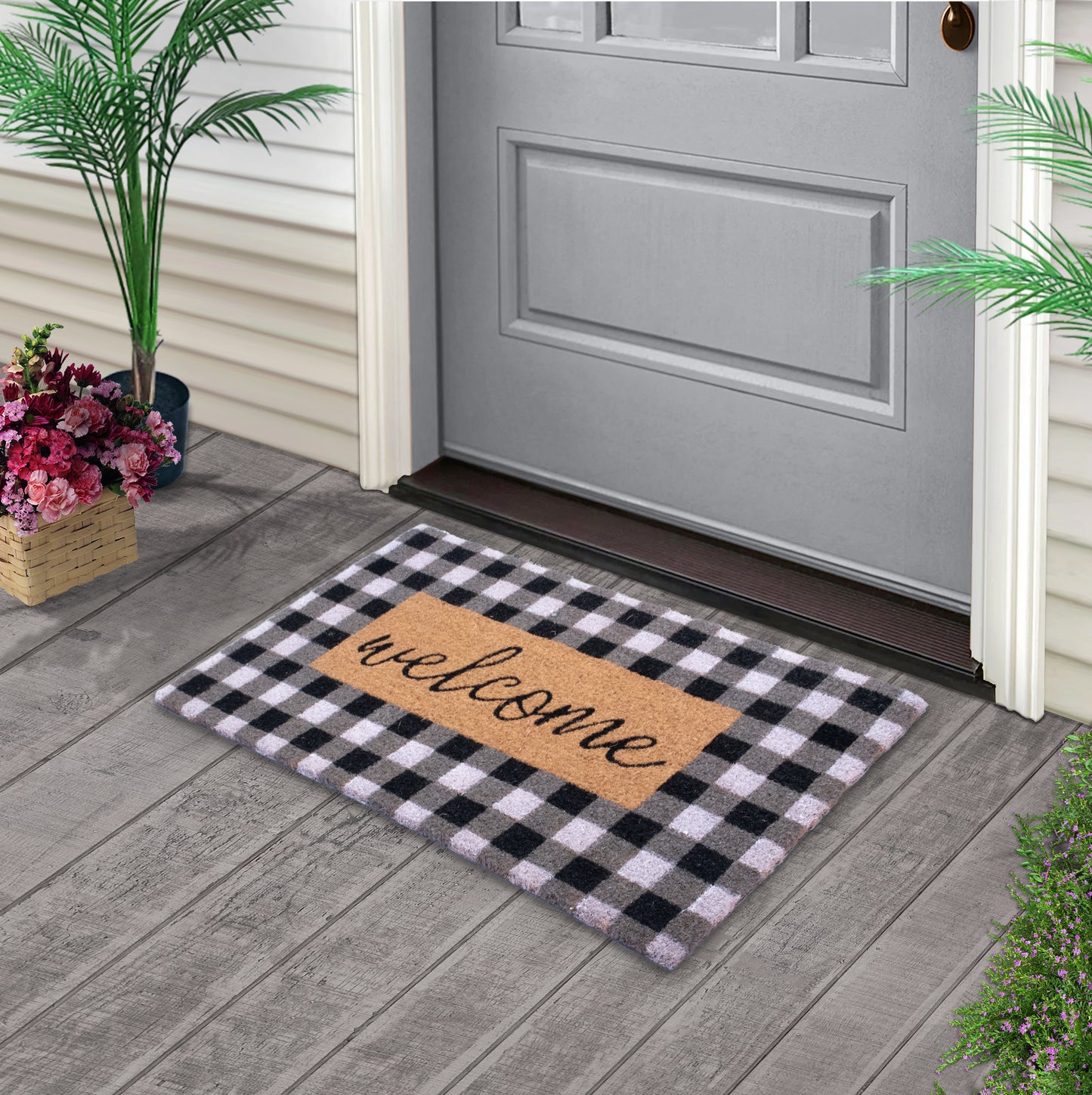 Welcome Natural Coir Non Slip 28 in. x 18 in. Indoor Outdoor Doormat