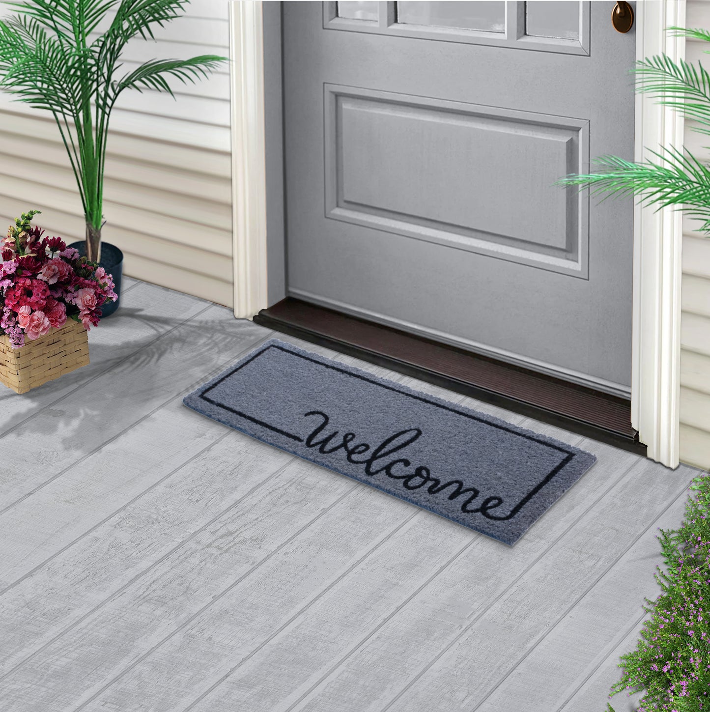 Welcome'' Home'' Hello'' Rubber Non-Slip 30'' x 10'' Indoor Outdoor Doormat