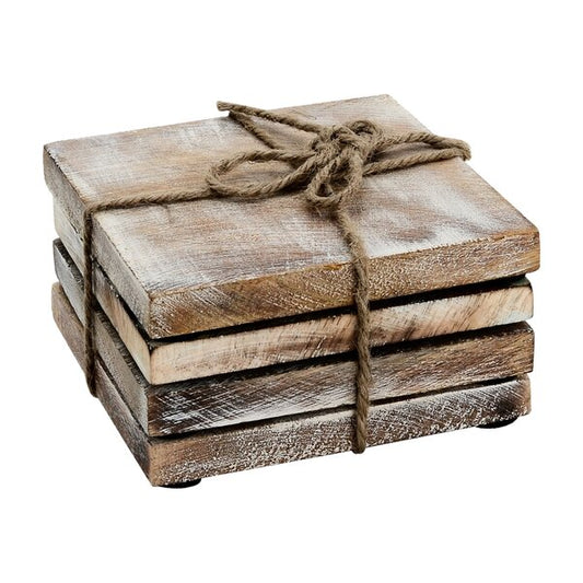 Mascot Hardware Wooden Square 4 pieces Coaster Set