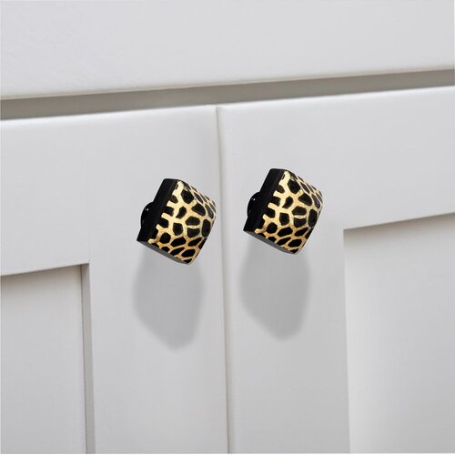 Mascot Hardware Stone Pattern Pyramid 1-3/8 in. Black on Distressed Yellow Cabinet Knob