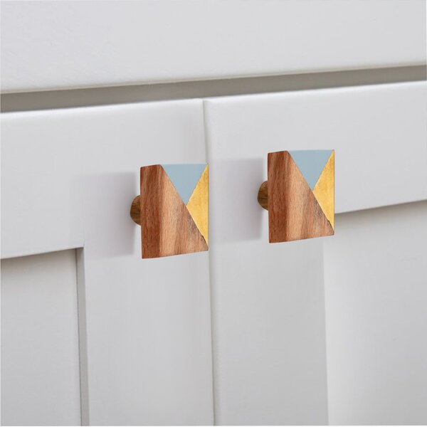 Mascot Hardware Ventura 1-1/2 in. Grey & Wood Drawer Cabinet Knob
