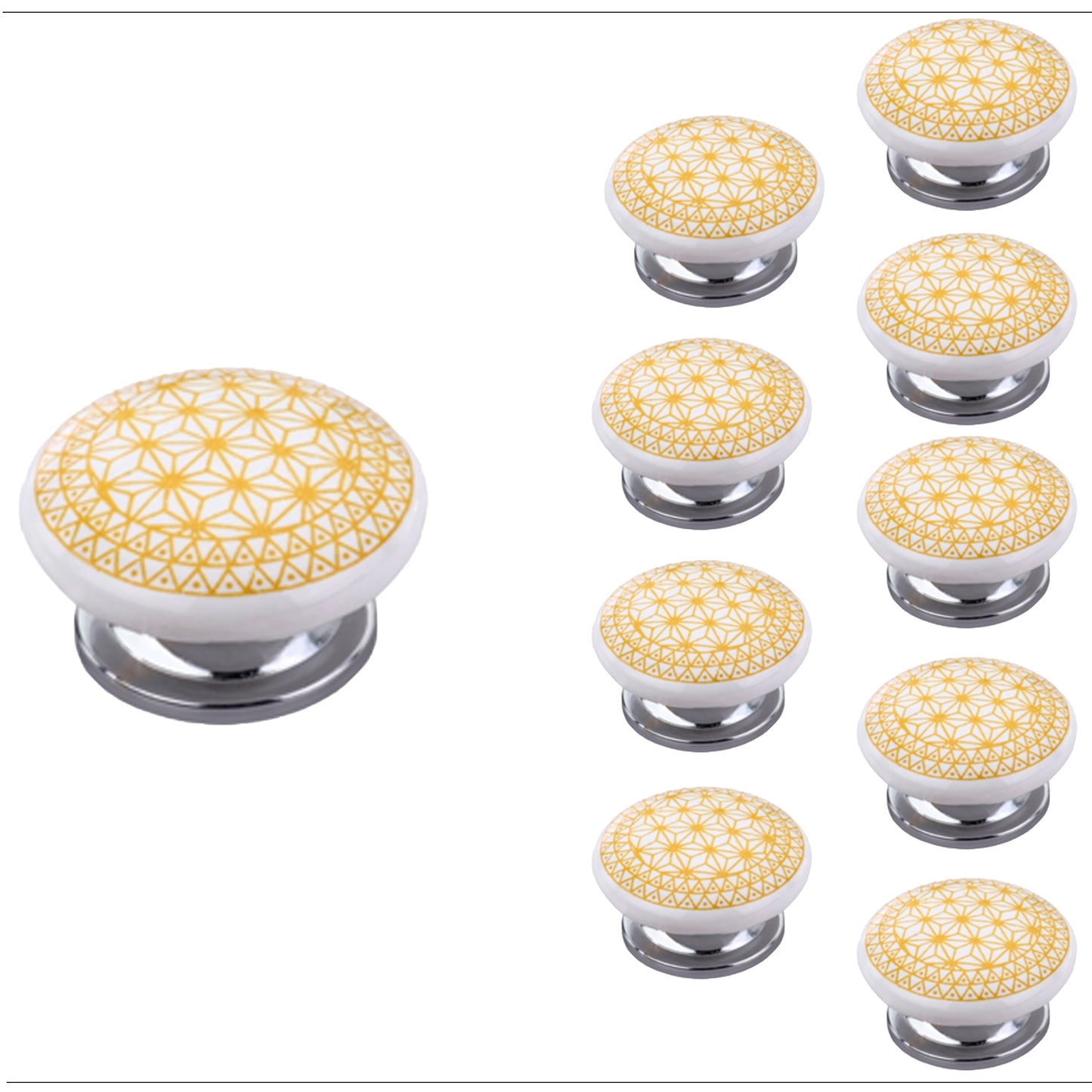 Mascot Hardware Ceramic 1.5 in. Yellow & White Drawer Cabinet knob (Pack of 10)