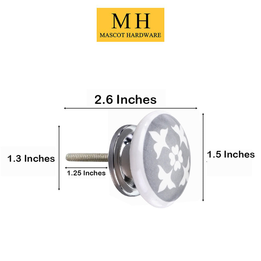 Mascot Hardware Jessamine 1-3/5 in. Grey Flat Cabinet Knob (Pack of 10)