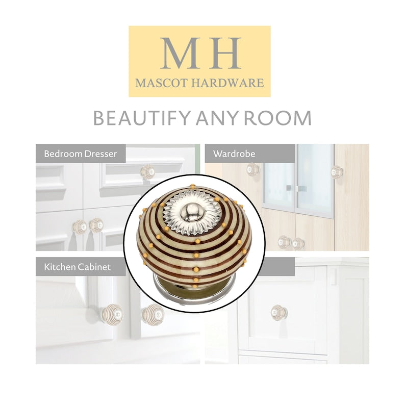 Mascot Hardware Ringed 1-3/5 in. Dotted Brown Round Cabinet Knob (Pack of 10)