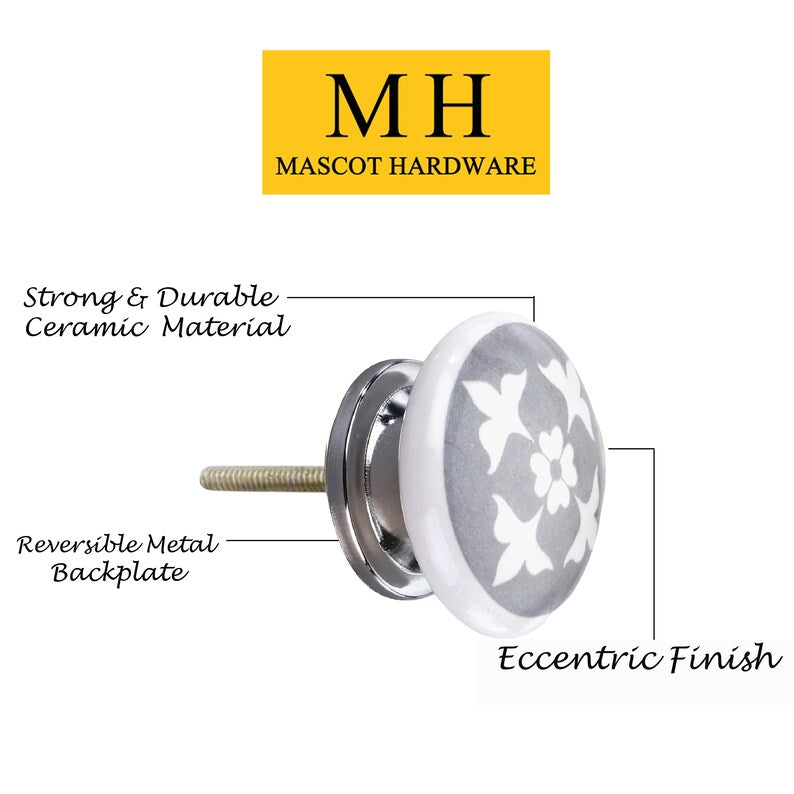 Mascot Hardware Jessamine 1-3/5 in. Grey Flat Cabinet Knob (Pack of 10)