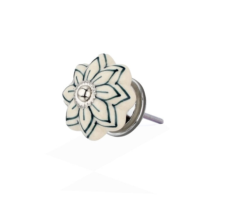 Mascot Hardware Green 1-4/7 in. Floral on White Cabinet Knob (Pack of 10)