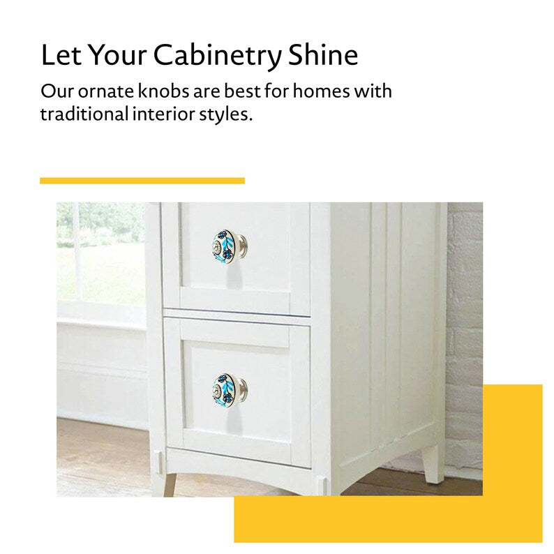 Mascot Hardware Leaf de-Side 1-3/5 in. Black & Cream Cabinet Knob (Pack of 10)