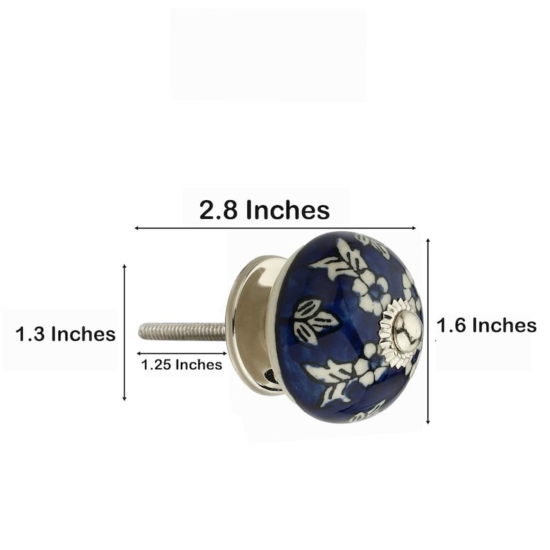 Floral 1-3/5 in. Blue & White Cabinet Knob (Pack of 10)