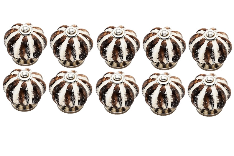 Mascot Hardware Melon Design 1-7/9 in. Cream & Brown Cabinet Knob (Pack of 10)