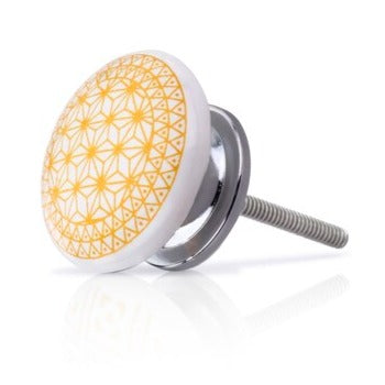 Mascot Hardware Ceramic 1.5 in. Yellow & White Drawer Cabinet knob (Pack of 10)