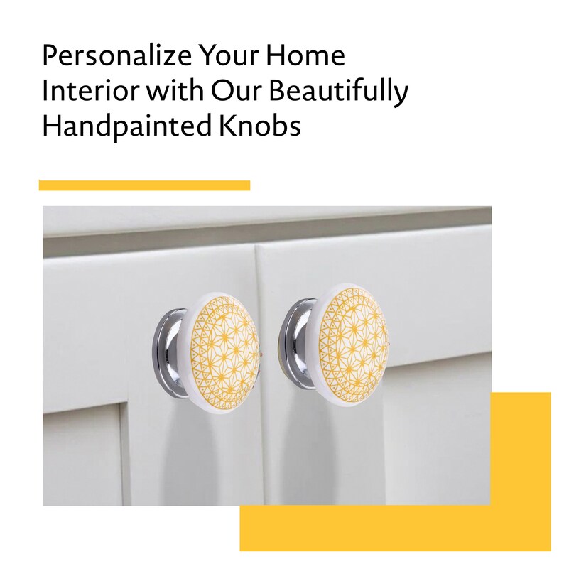Mascot Hardware Ceramic 1.5 in. Yellow & White Drawer Cabinet knob (Pack of 10)