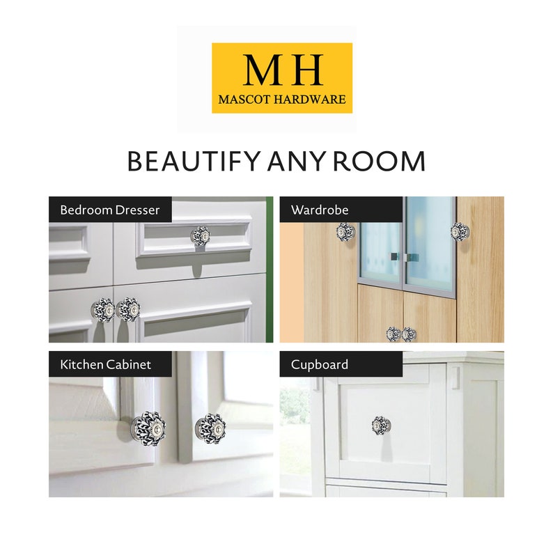 Mascot Hardware Black 1-3/5 in. Flower on White Melon Cabinet Knob (Pack of 10)