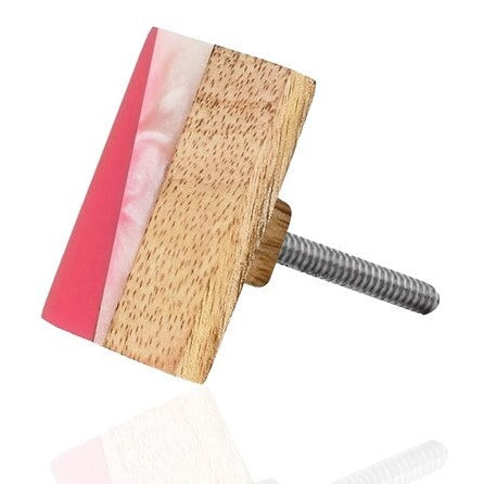 Mascot Hardware Frosted Timber 2 in. White & Pink Marble Drawer Cabinet Knob