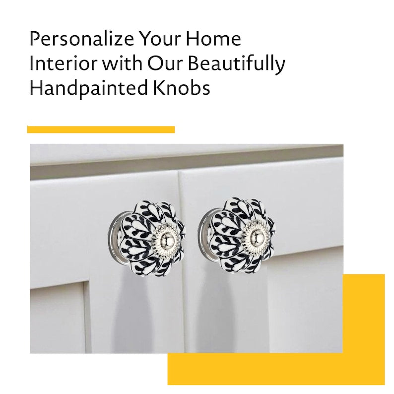 Mascot Hardware Black 1-3/5 in. Flower on White Melon Cabinet Knob (Pack of 10)