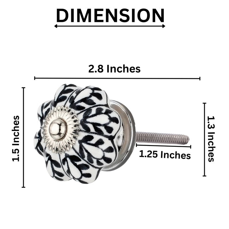 Mascot Hardware Black 1-3/5 in. Flower on White Melon Cabinet Knob (Pack of 10)