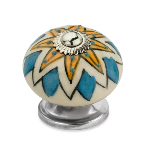 Mascot Hardware Starred 1-3/5 in. Cream & Multicolor Cabinet Knob (Pack of 10)