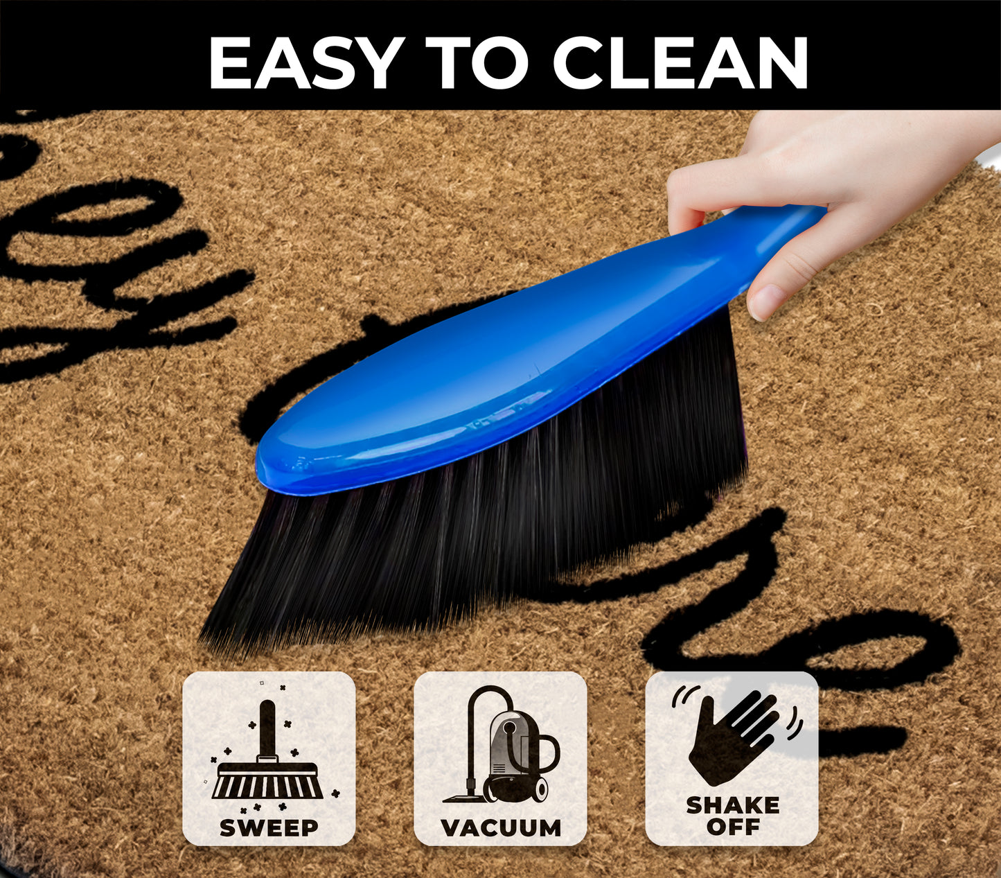 Hey There Natural Coir Fiber Doormat, Anti-Slip PVC Mat Back 28" x 18"