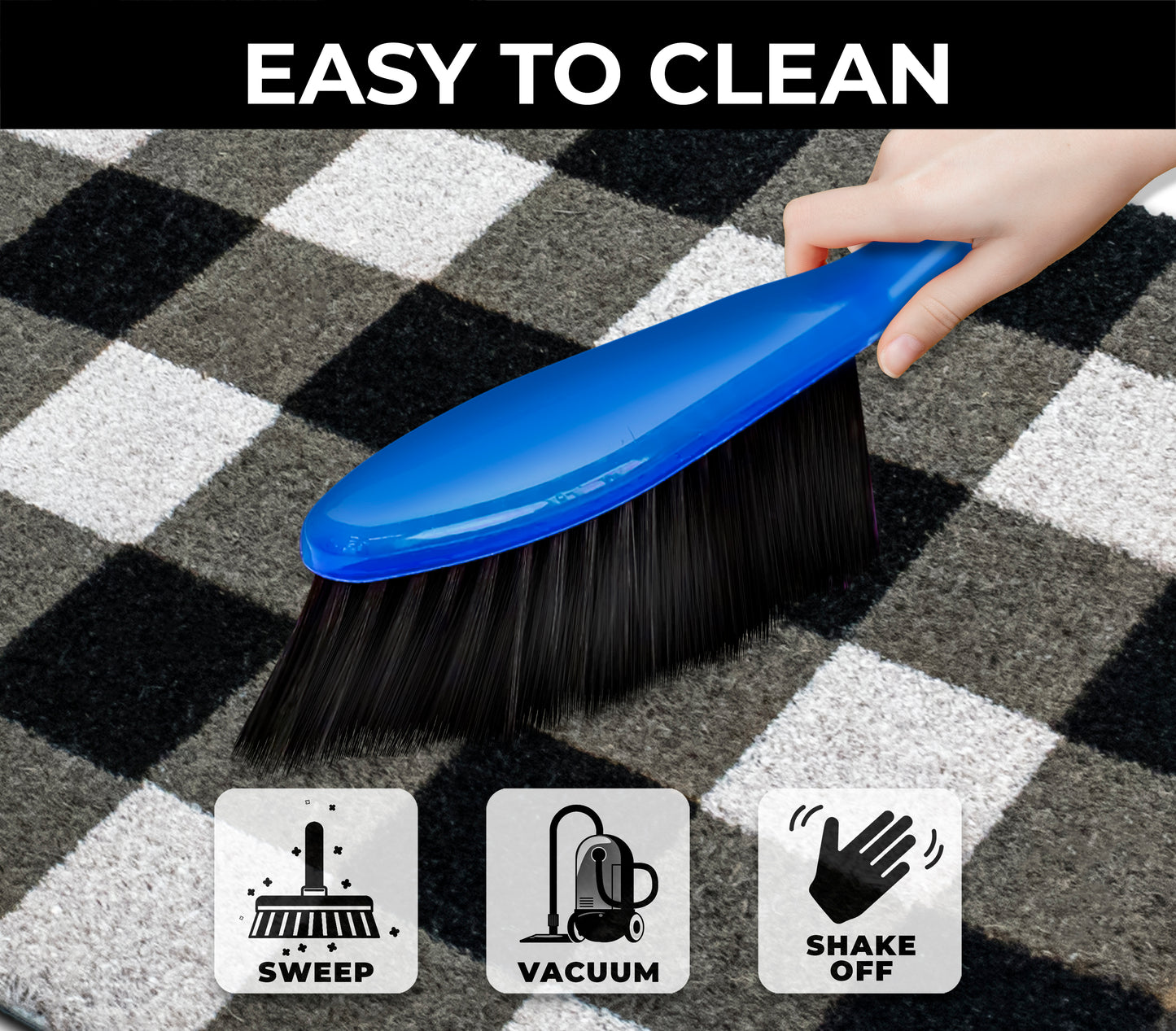 Classic Black and White Checkered 28 in. x 18 in. Indoor and Outdoor Doormat