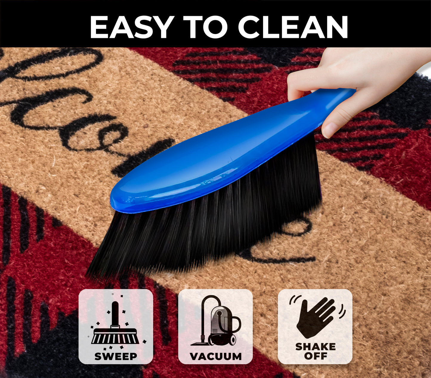Welcome " Front Doormat With Non Slip Rubber ,Red/Black Outdoor mat