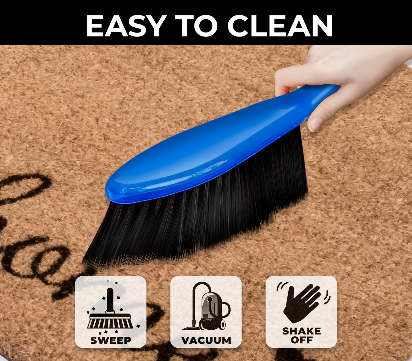 Home Natural Coir Doormat with Non-Slip Backing - 28 x 18 - Outdoor