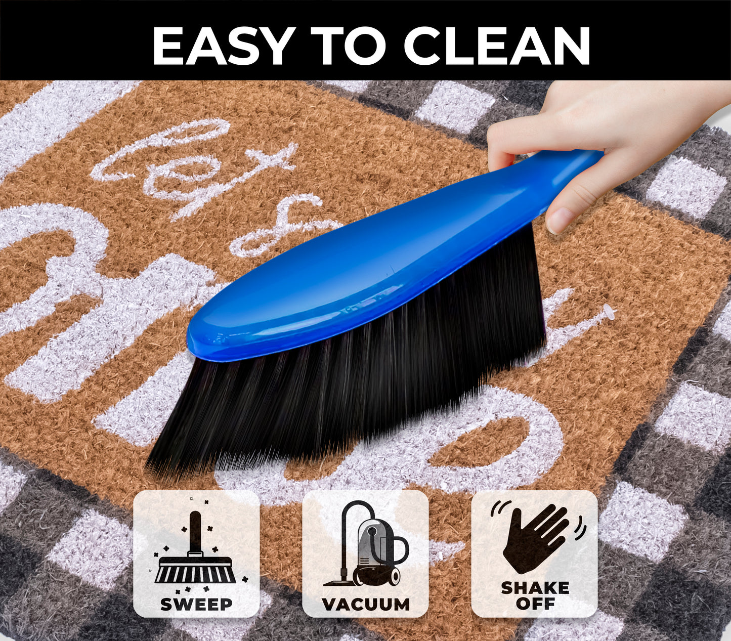 Let's Stay Home Natural Coir Non Slip 28 in. x 18 in. Indoor and Outdoor Doormat