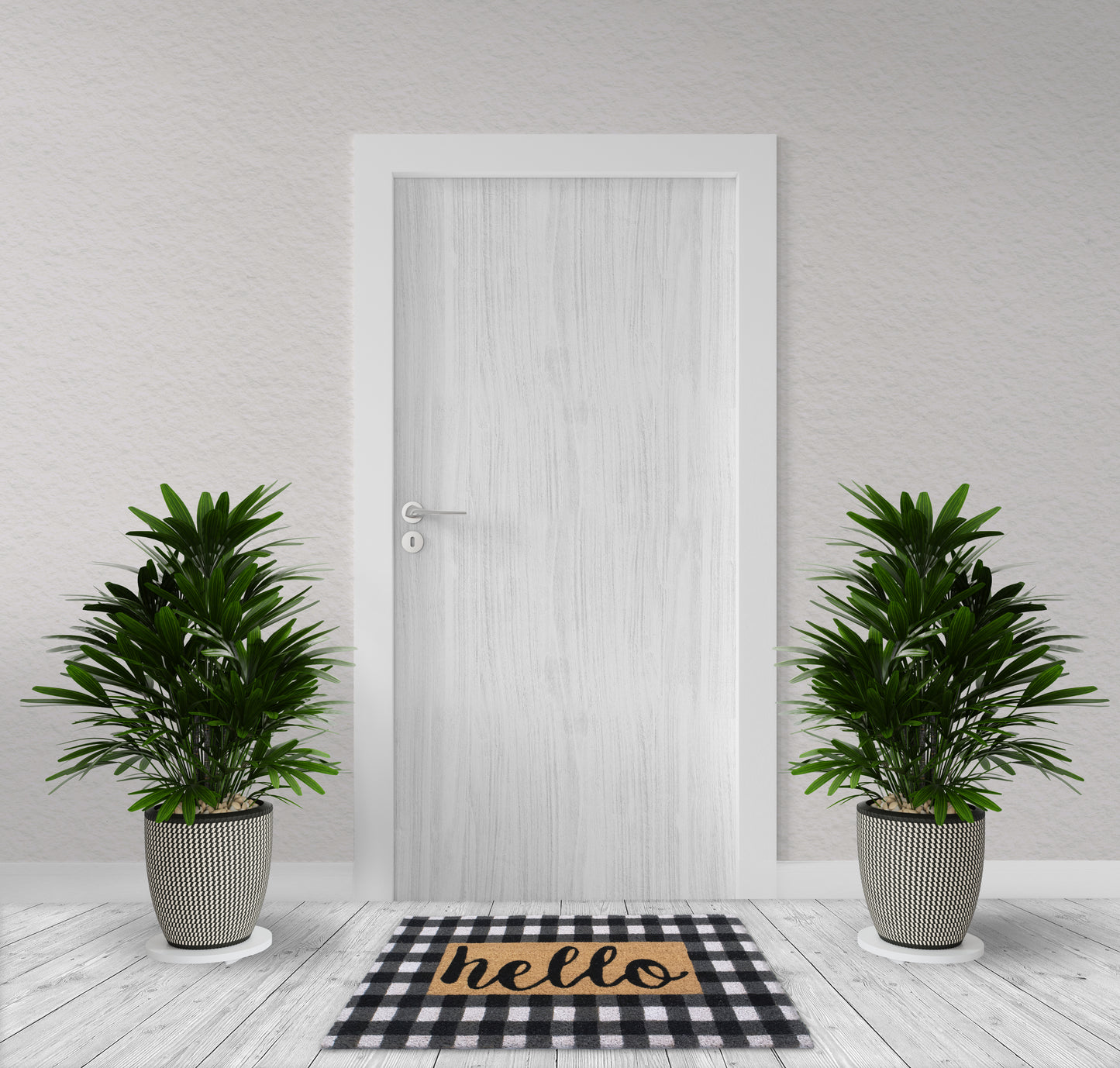 Hello Collection Natural Coir 28 in. x 18 in. Non Slip Indoor and Outdoor