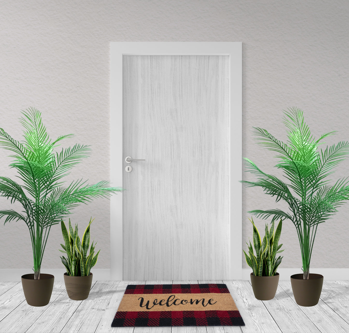 Welcome " Front Doormat With Non Slip Rubber ,Red/Black Outdoor mat