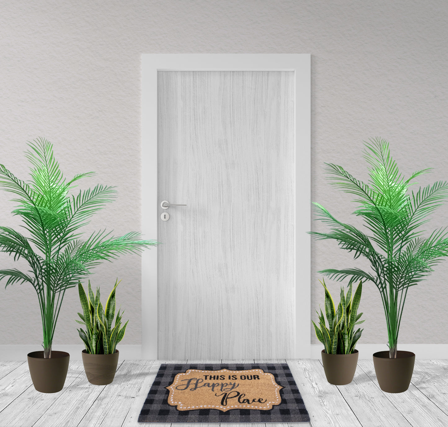 Happy Place Non Slip 28 in. x 18 in. Indoor and Outdoor Coir Mat
