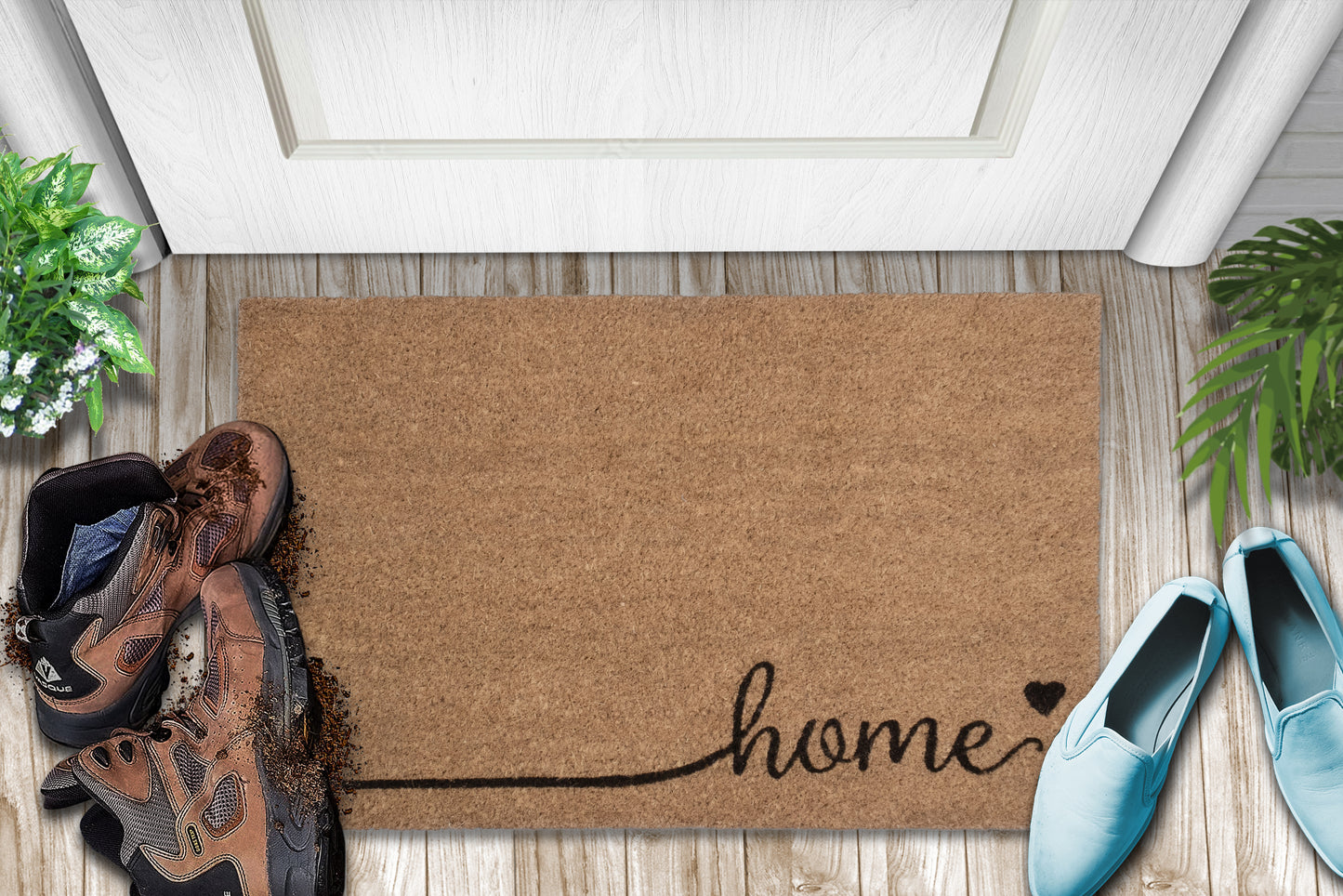 Home Natural Coir Doormat with Non-Slip Backing - 28 x 18 - Outdoor