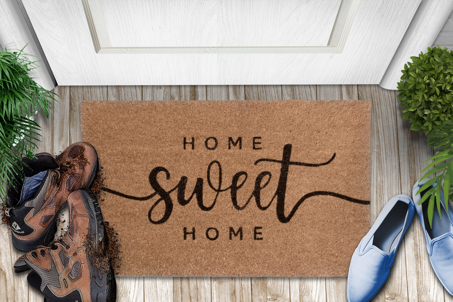 Home Sweet Home' Natural Coir 28'' x 18'' Non slip Indoor/Outdoor Doormat