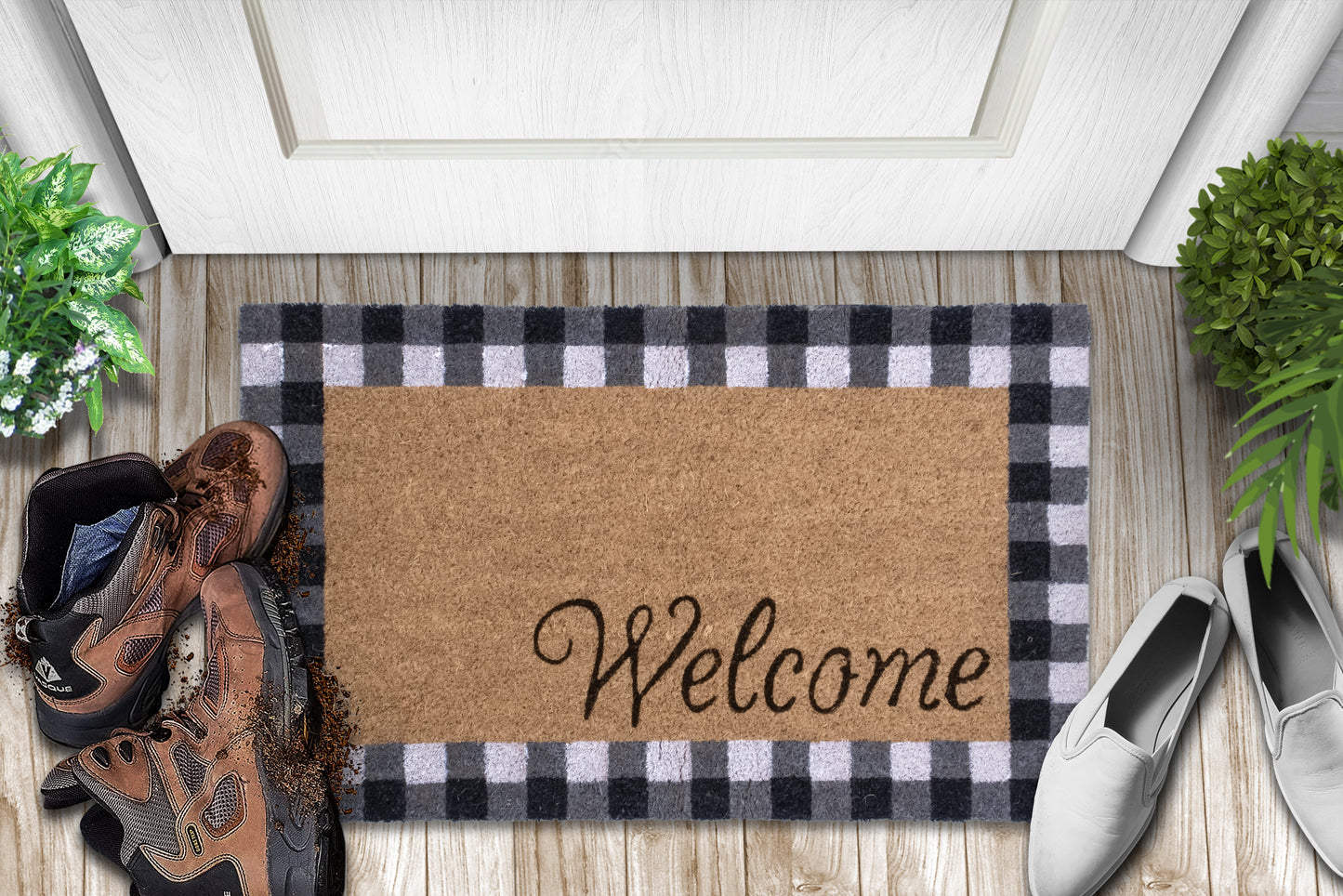 Welcome Natural Coir Non Slip 28 in. x 18 in. Indoor Outdoor Doormat